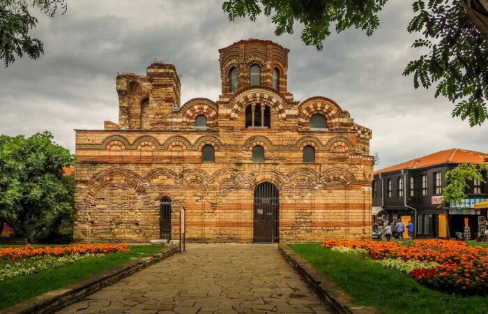 a large brick building with a clock tower on top of it